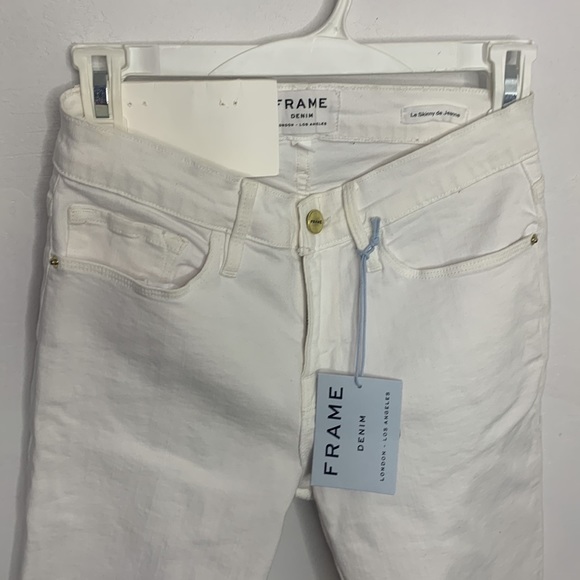 Frame NWT Azure Le Skinny De Jeanne white Skinny Jeans Embroidered leg size 26 - Picture 3 of 10